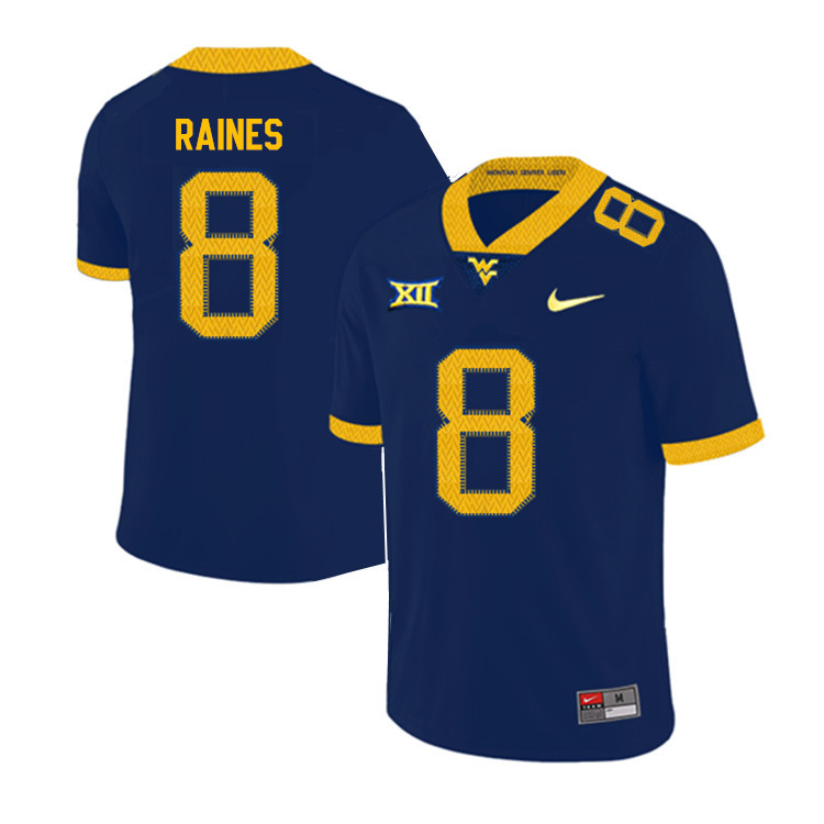 2019 Men #8 Kwantel Raines West Virginia Mountaineers College Football Jerseys Sale-Navy